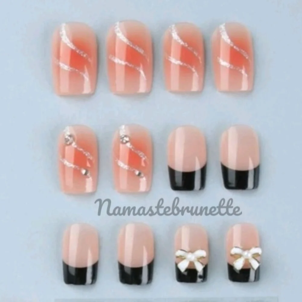 2/$16 Bow Rhinestone Press On Nails